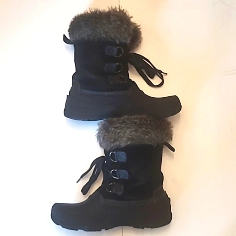 Khombu The Slope Snow Duck Boot Faux Fur Leather Rubber Sole Lace Up Water Proof